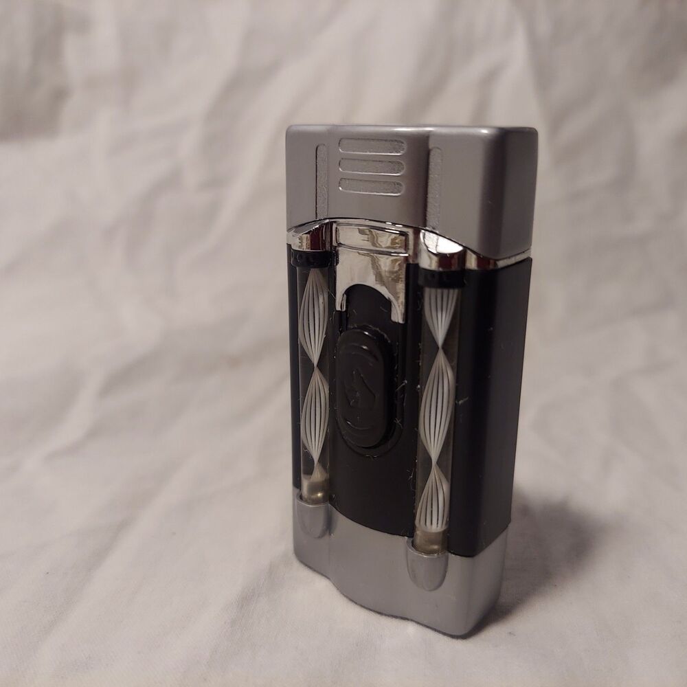 Vintage Eclipse Novelty Switchable Double Flame Pocket Lighter - Black